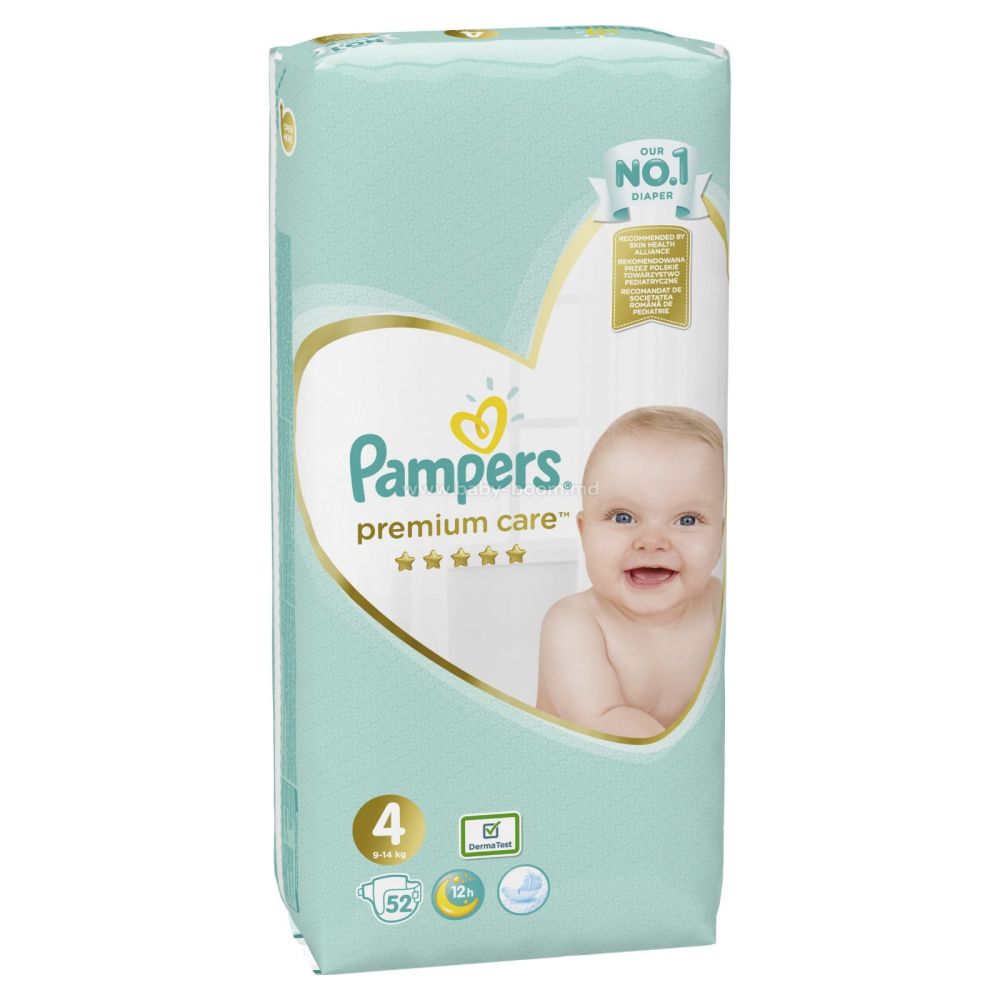 PAMPERS PREMIUM CARE 4 (9-14 KG), 52 <br> Пелени за бебиња бр. 4 (9-14 кг), 52 пелени