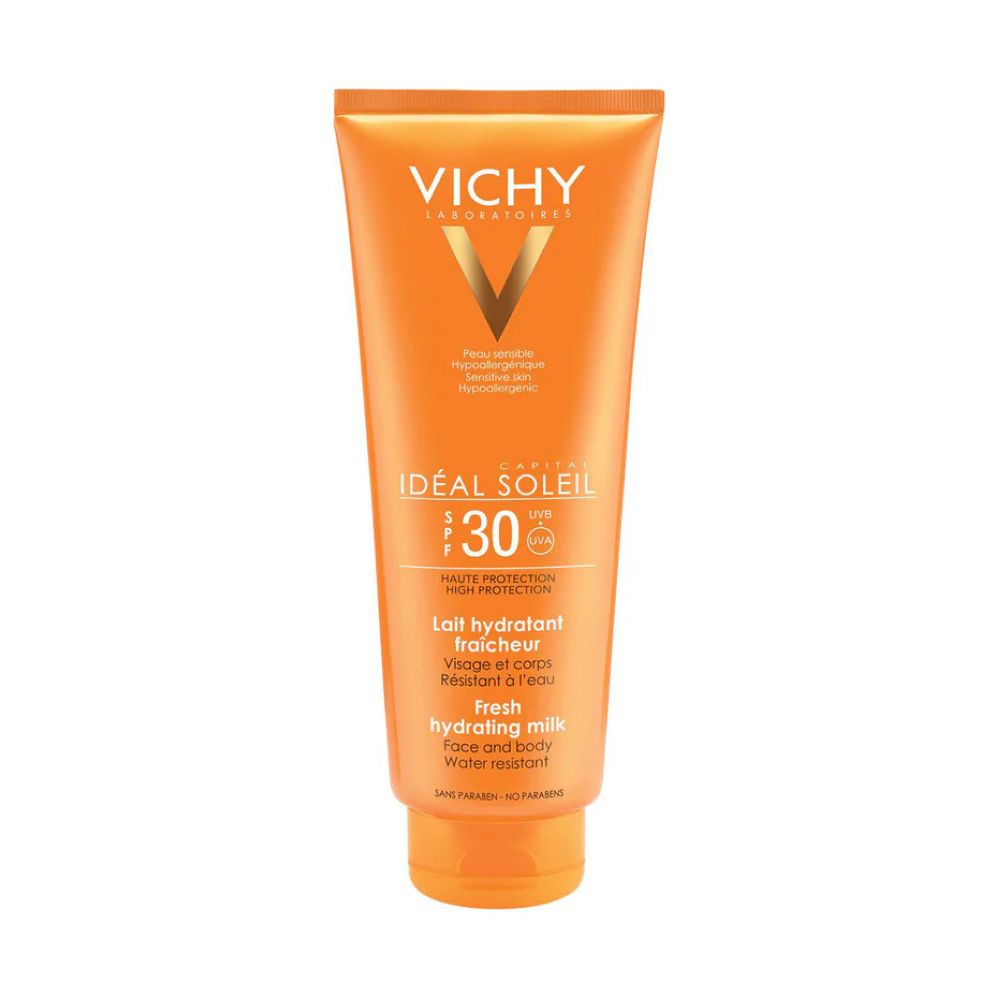 VICHY CAPITAL SOLEIL FRESH HYDRATING MILK SPF30 <br> Хидратантно млеко за кожа чувствителна на сонце, 300мл.