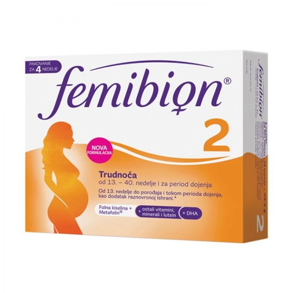 MERCK FEMBION 2 <br> Додаток на исхрана со комплекс витамини и минерали за трудници, 28 таблети + 28 капсули