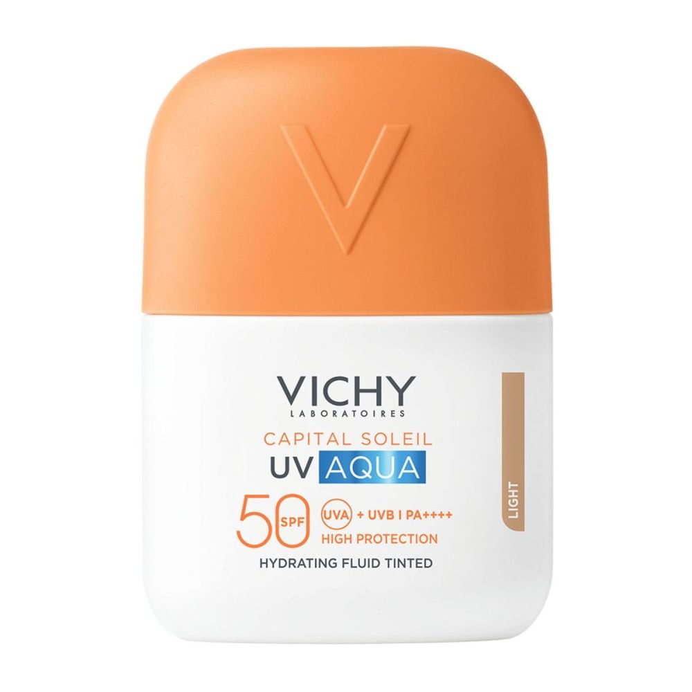 VICHY CAPITAL SOLEIL UV AQUA FLUID TINTED SPF50 <br> Ултралесен, тониран хидратантен флуид за лице со многу висока заштита од сонце, 50мл.