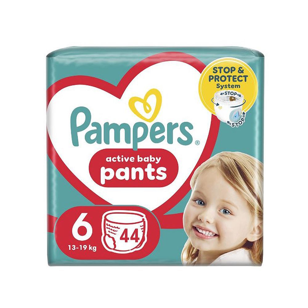 PAMPERS PANTS 6 (13-19 KG), 44 <br> Гаќички за бебиња бр. 6 (13-19 кг), 44 гаќички