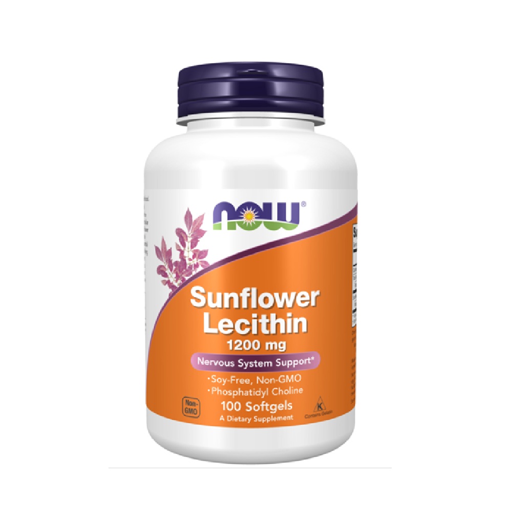 NOW SUNFLOWER LECITHIN <br> Додаток во исхрана за нормална телесна функција 1200мг, 100 капсули