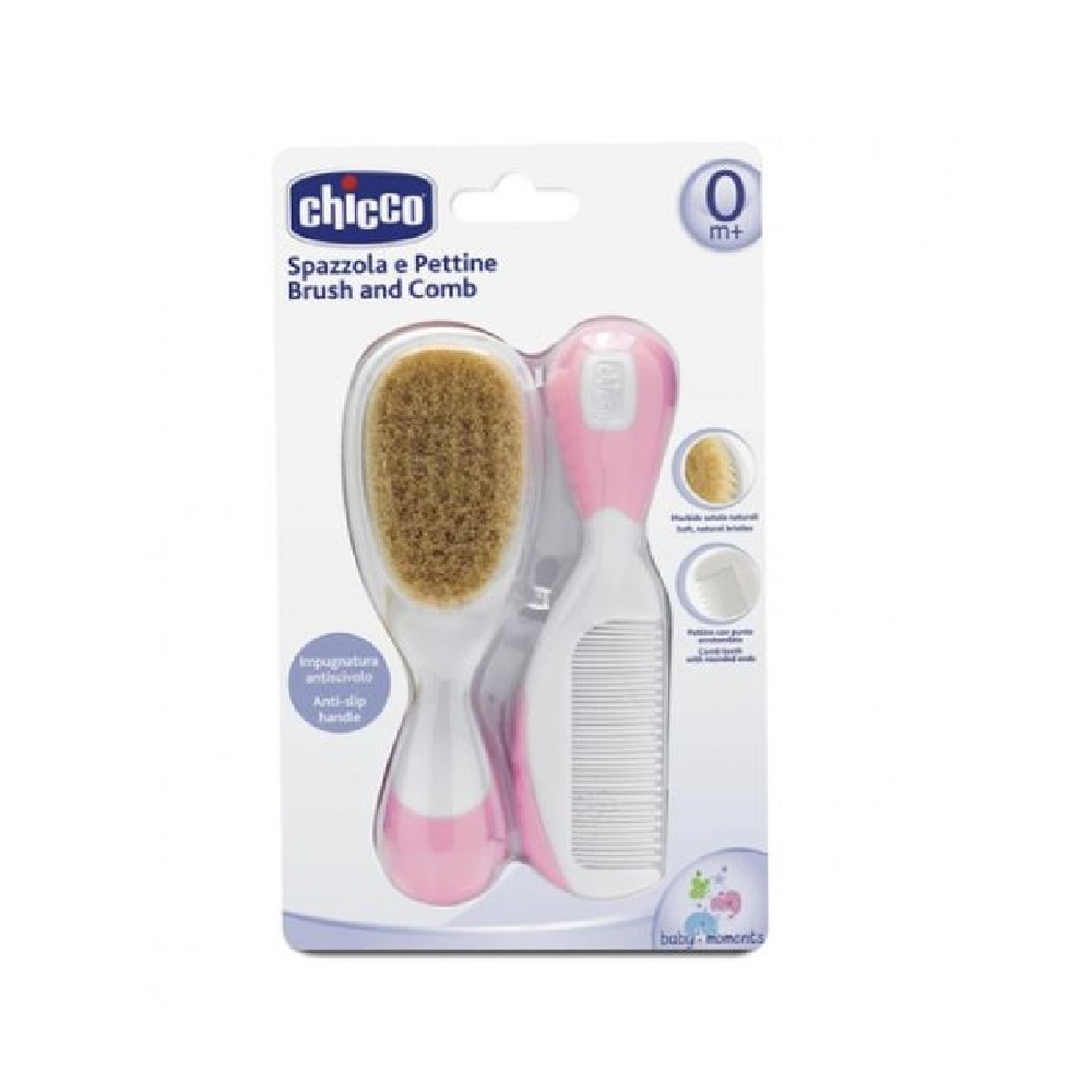 CHICCO SET CESEL I CETKA ROZE PRIRODNO VLAKNO
