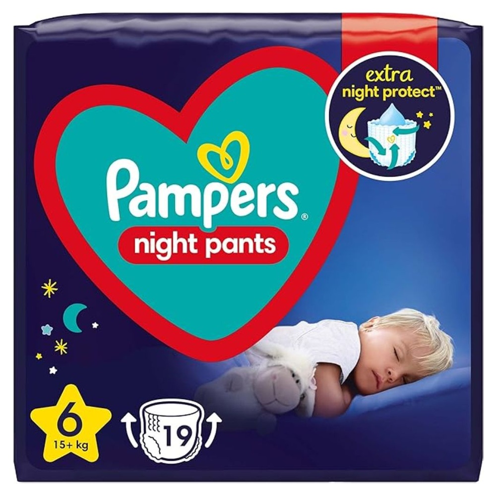 PAMPERS NIGHT PANTS 6 (15+ KG), 19 <br> Ноќни гаќички за бебиња бр. 6 (15+ кг), 19 парчиња