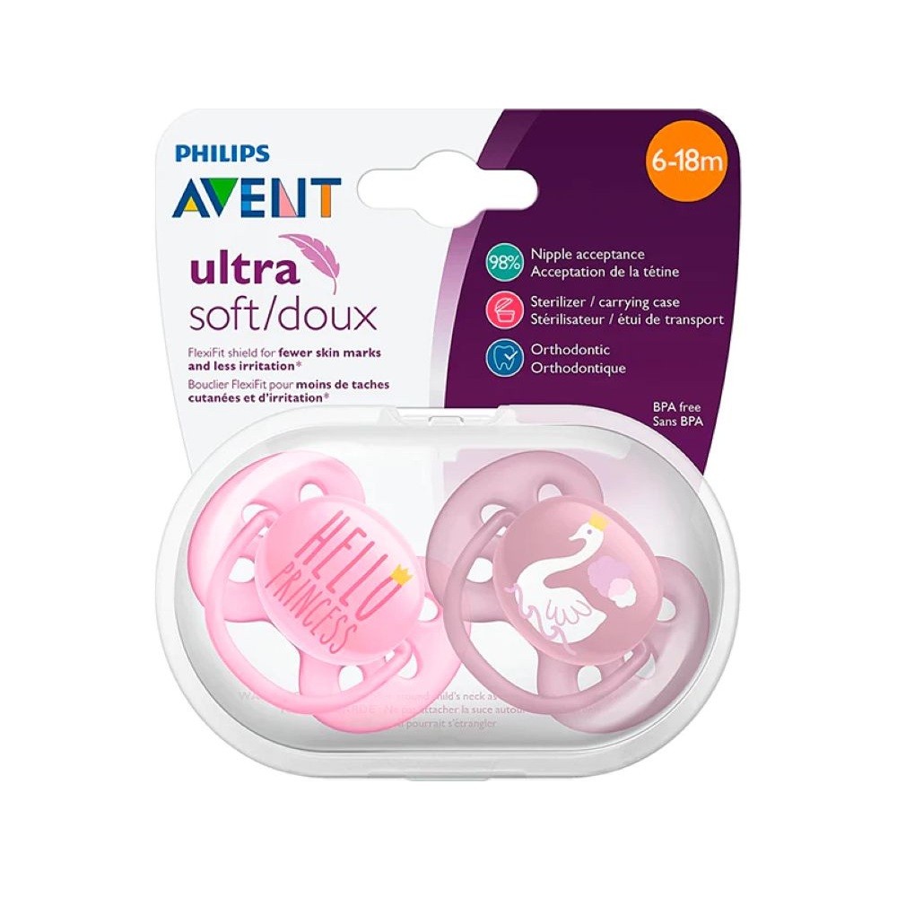 PHILIPS AVENT ULTRA SOFT PACIFIER <br> Силиконска цуцла лажливка, за 6-18 месеци