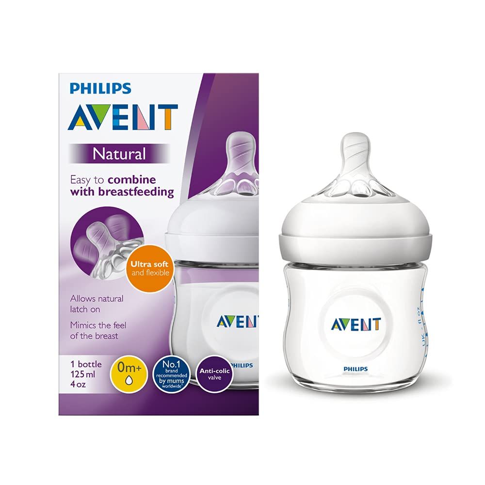 PHILIPS AVENT ANTI-COLIC BABY BOTTLE <br> Пластично шише со силиконска цуцла со антиколик систем, за 1+ месеци, 125мл