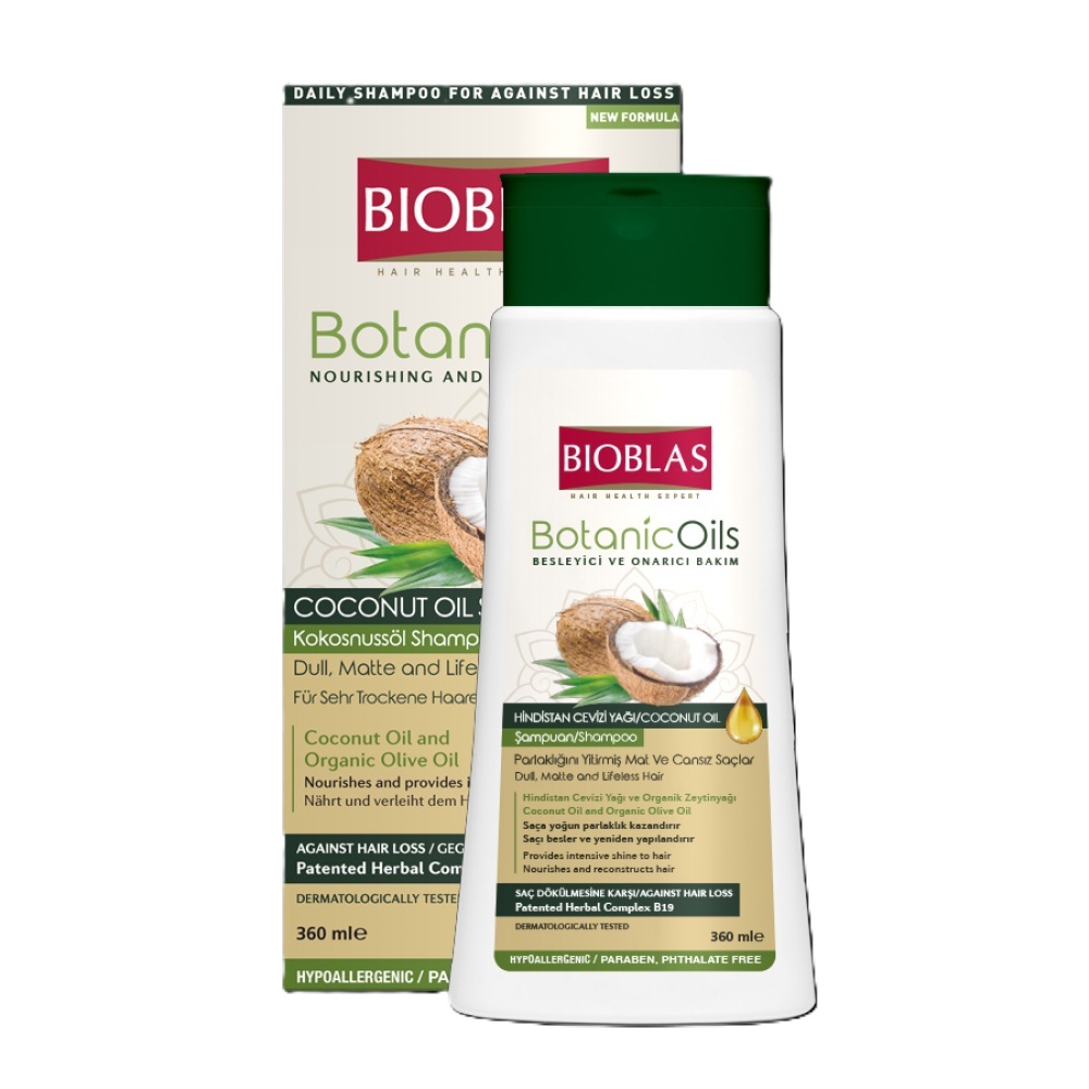 BIOBLAS BIOBOTANIC COCONUT OIL <br> Шампон против опаќање на косата со кокос, 400мл.