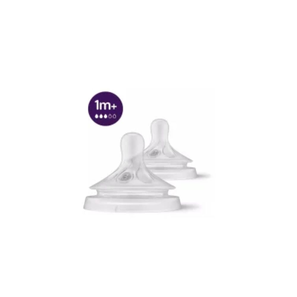 PHILIPS AVENT NATURAL RESPONSE NIPPLE <br> Силоконска цуцла која го поддржува природниот ритам на пиење кај бебето, за 1+ месец
