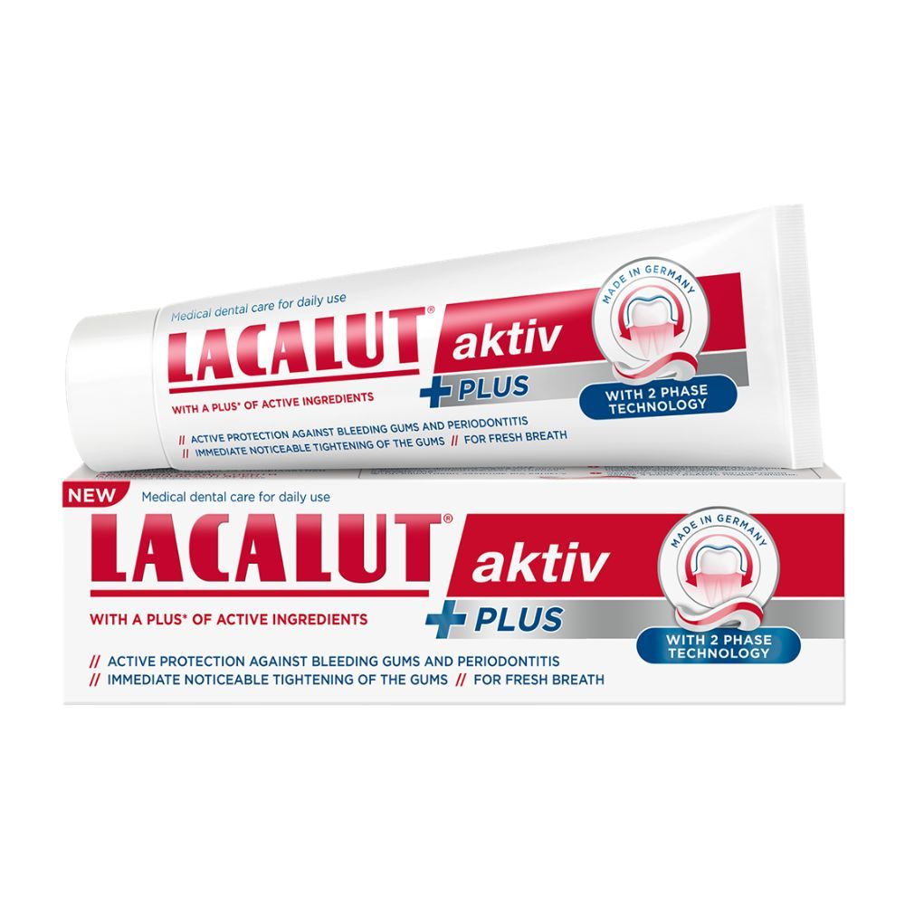 LACALUT AKTIV PLUS TOOTHPASTE <br> Паста за заби за секојдневна орална хигиена, за темелно чистење на заби и непца, 75мл.