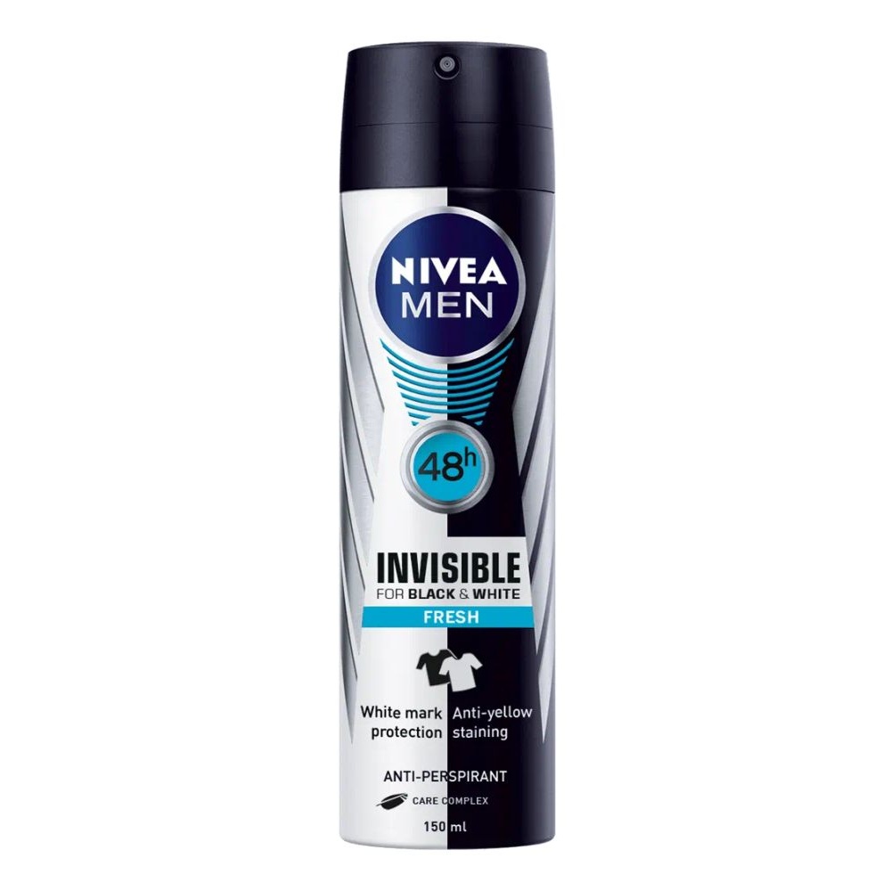 NIVEA BLACK & WHITE MEN FRESH <br> Антиперспирант дезодоранс за мажи, 150мл.