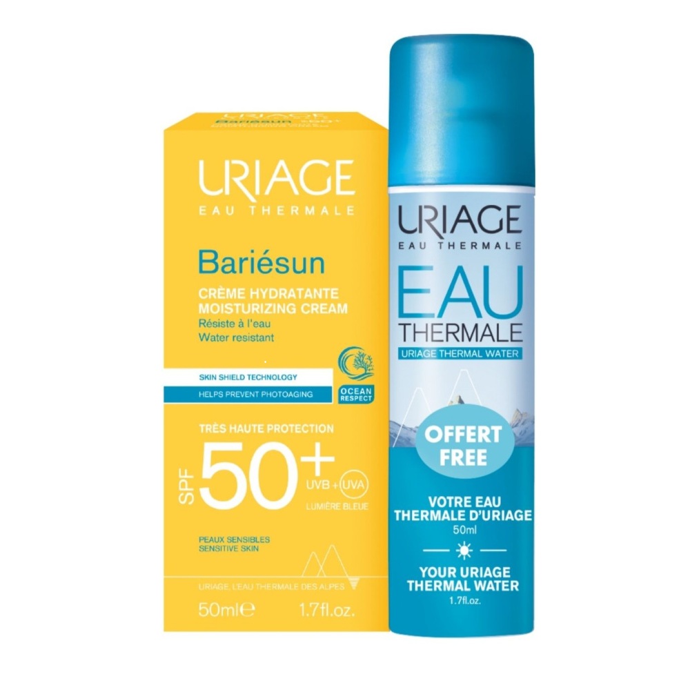 URIAGE BARIESUN CREAM SPF50+ 50ML + EAU THERMALE WATER SPRAY 50ML <br> Водоотпорен хидратантен крем, 50мл. + Термалена вода, 50мл.