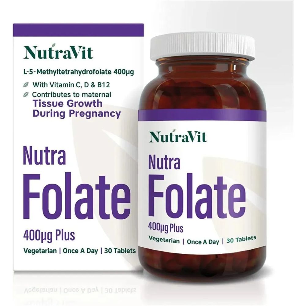 NUTRAVIT FOLATE <br> Формулација која поддржува здрава бременост, ја подобрува енергијата и општото здравје, 400mcg