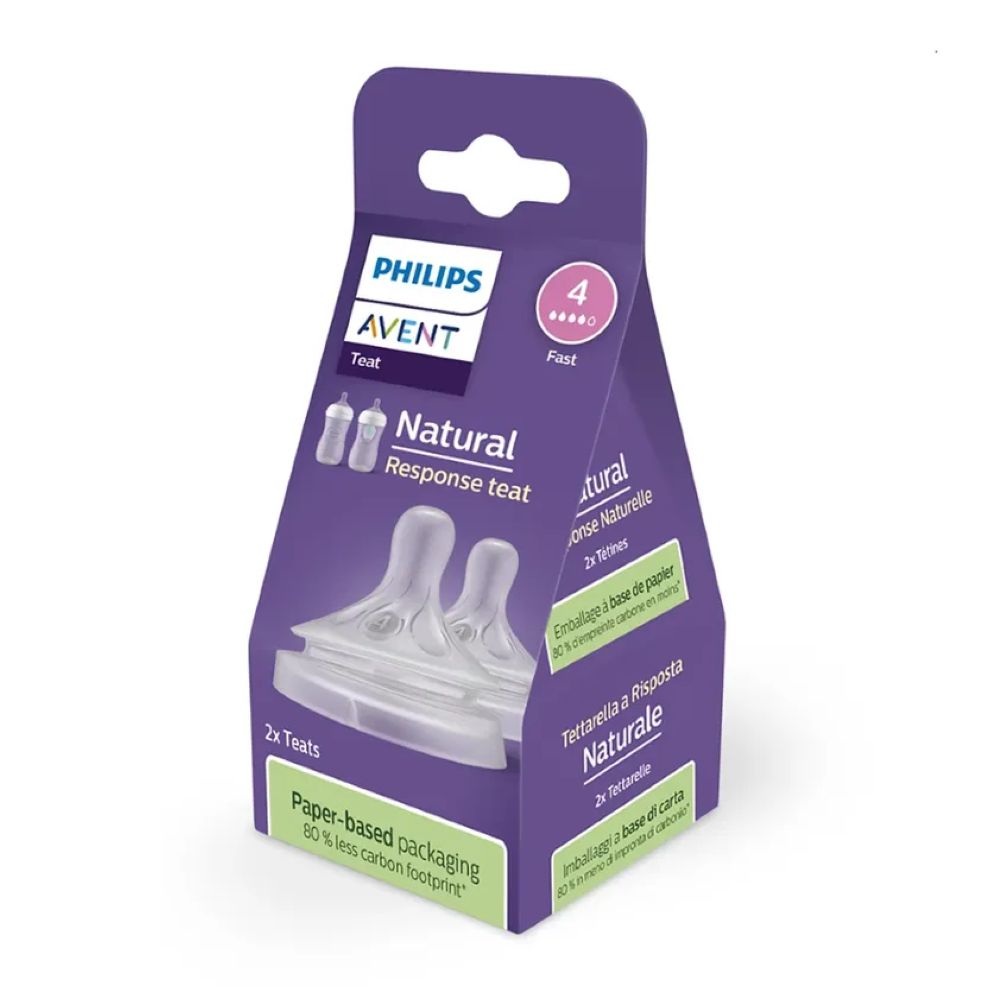 PHILIPS AVENT NATURAL RESPONSE NIPPLE <br> Силиконска цуцла која го поддржува природниот ритам на пиење кај бебето, за 3+ месеци
