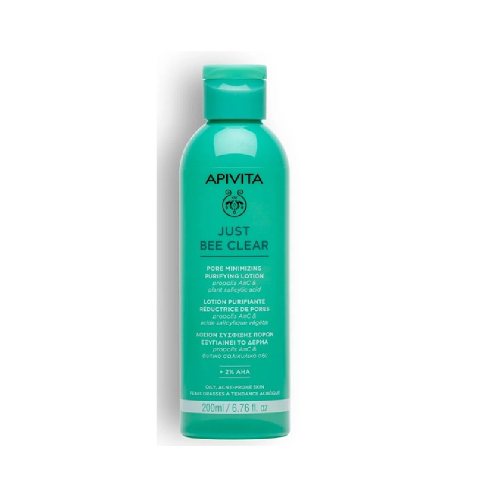APIVITA JUST BEE CLEAR PORE MINIMIZING PURIFYING LOTION <br> Лосион за лице за мрсна кожа и кожа склона кон акни, 200мл.