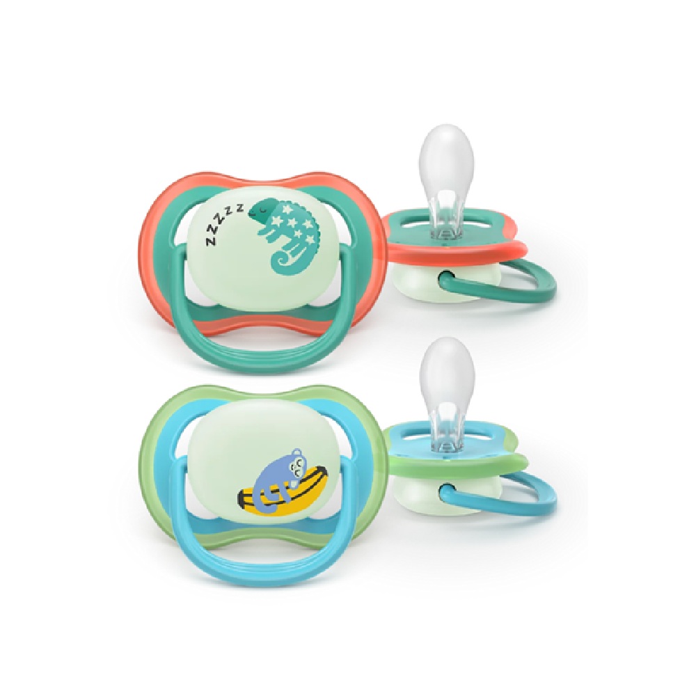 PHILIPS AVENT PACIFIER ULTRA AIR NIGHTTIME <br> Силиконска цуцла лажливка, ноќна, за 6-18 месеци