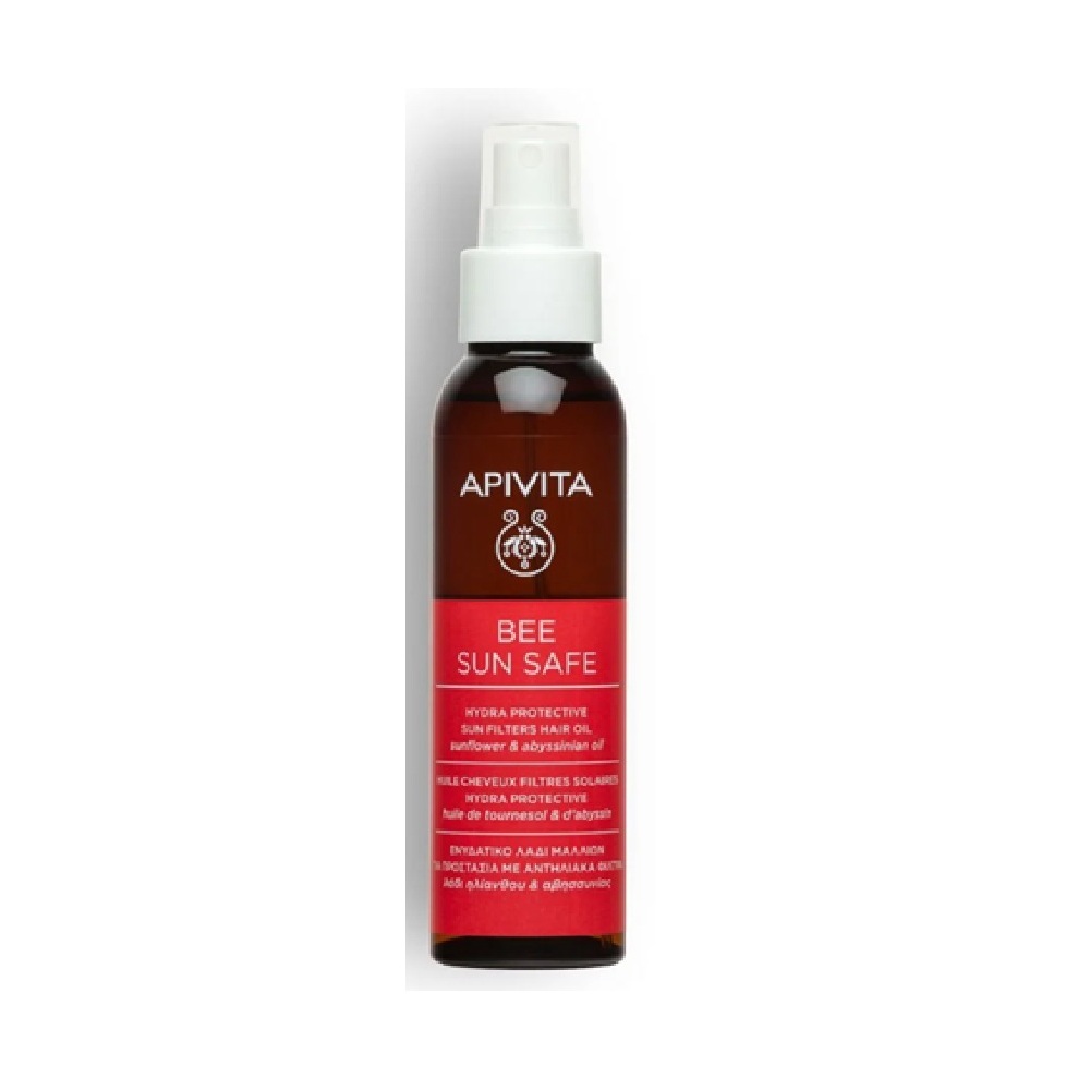 APIVITA BEE SUN SAFE HYDRA PROTECTIVE SUN FILTERS HAIR OIL <br>  Хидратантно масло за заштита и нега на коса изложена на сонце, 100мл.