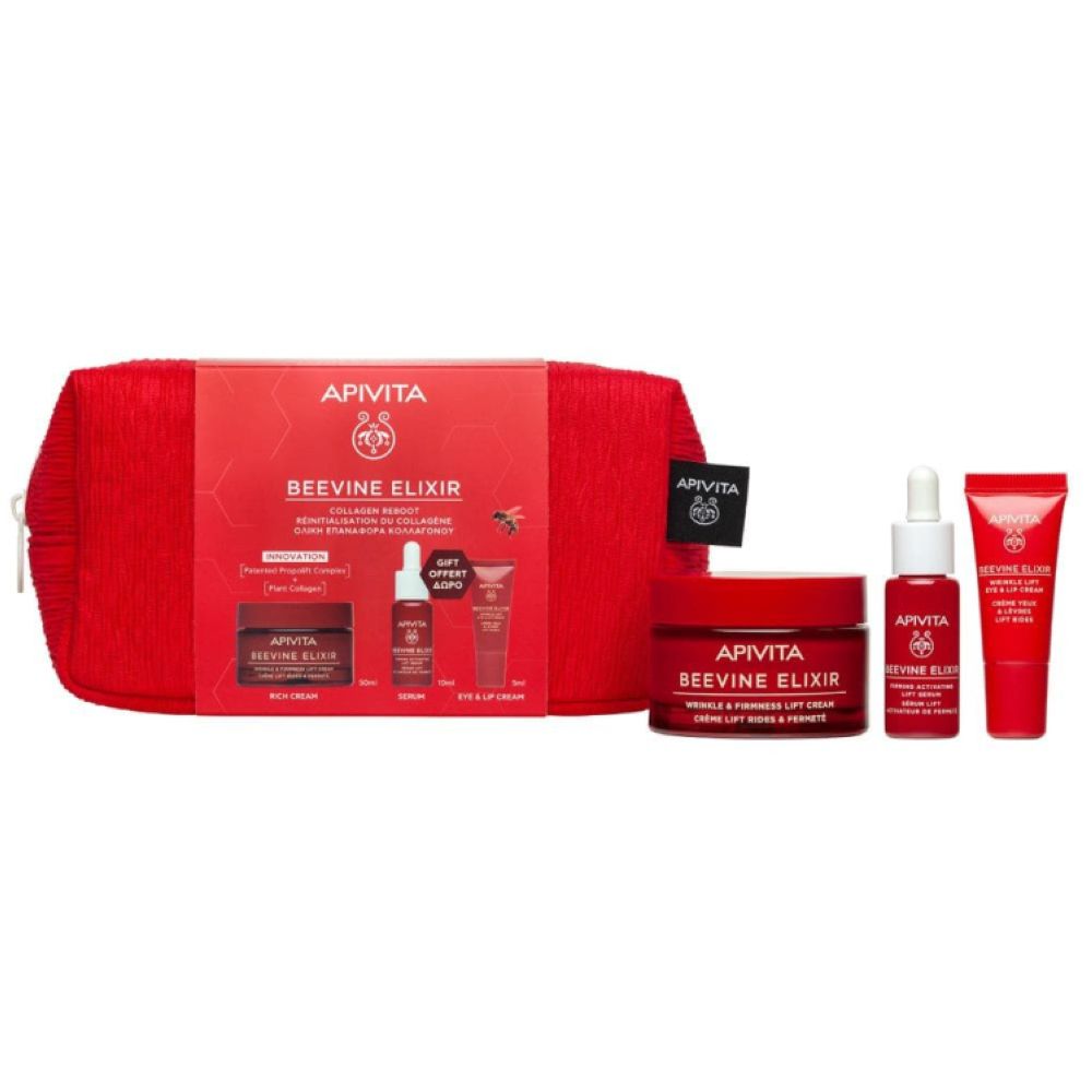 APIVITA BEEVINE ELIXIR COLLAGEN REBOOT RICH SET<br> Луксузен anti-age сет за зрела кожа со гратис несесер