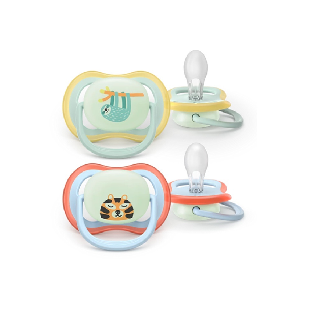 PHILIPS AVENT PACIFIER ULTRA AIR NIGHTTIME <br> Силиконска цуцла лажливка, ноќна, за 0-6 месеци